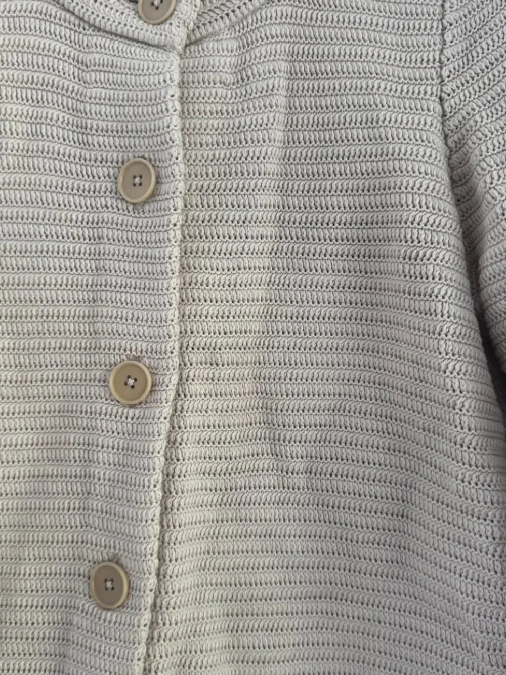 Talbots Oatmeal Cotton Blend Costal Nautical Knit 4-Button Cardigan - Large